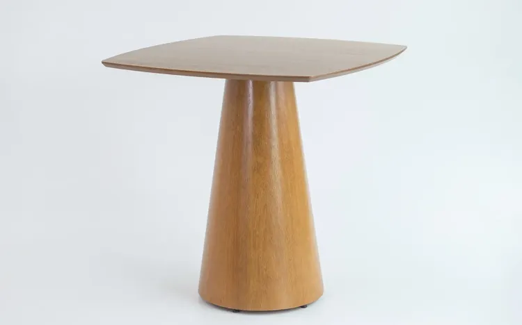 MESA DE JANTAR CONE QUADRADA 80x80CM LINEA VERNIZ AMÊNDOA