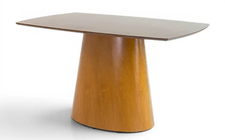 MESA RET&Acirc;NGULAR PARA JANTAR 6 LUGARES BASE OVAL 135x90CM LINEA VERNIZ AM&Ecirc;NDOA