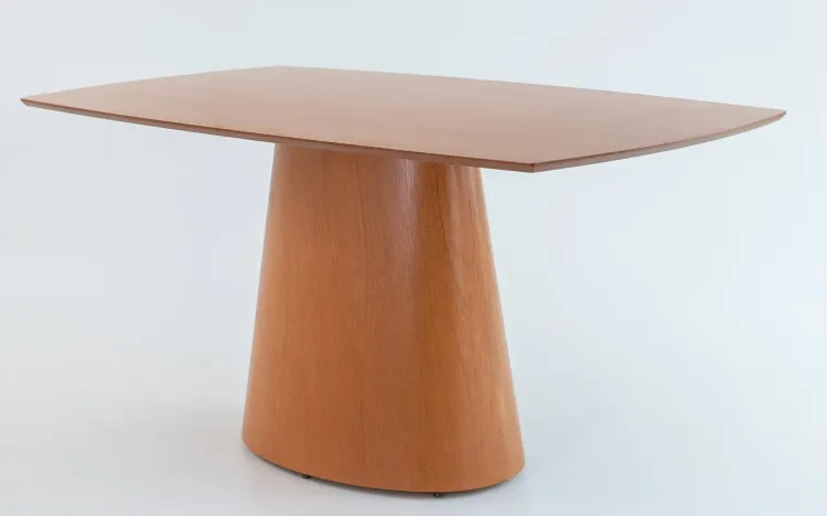MESA 6 LUGARES RET&Acirc;NGULAR BASE OVAL LINEA 160x90CM VERNIZ JATOB&Aacute;