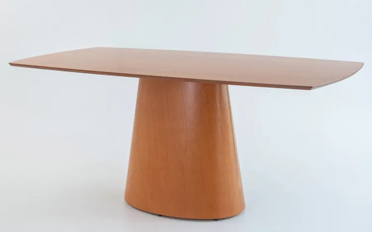 MESA PARA 8 LUGARES RET&Acirc;NGULAR BASE OVAL LINEA 180x90CM VERNIZ JATOB&Aacute;