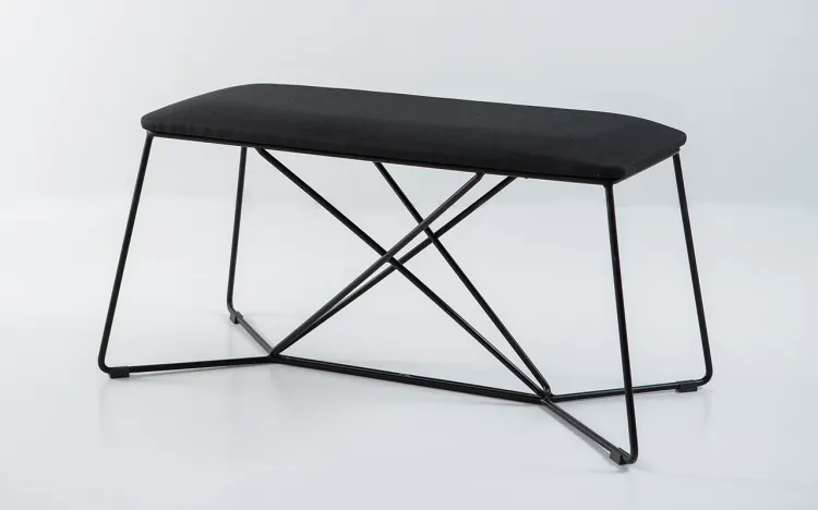 BANCO 02 LUGARES DE METAL ESTOFADO BEND 98X47X47CM TEC. 004 PRETO