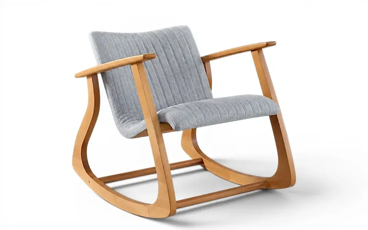 CADEIRA DE BALANÇO ESTOFADA PARA SALA SMITH MATELASSÊ VERNIZ JATOBÁ TEC. SQ06 MESCLA 65X83X72CM