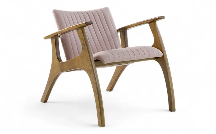POLTRONA ESTOFADA PARA SALA DE ESTAR SMITH MATELASSÊ VERNIZ AMENDOA TEC.315 ROSA 69x83x74 CM