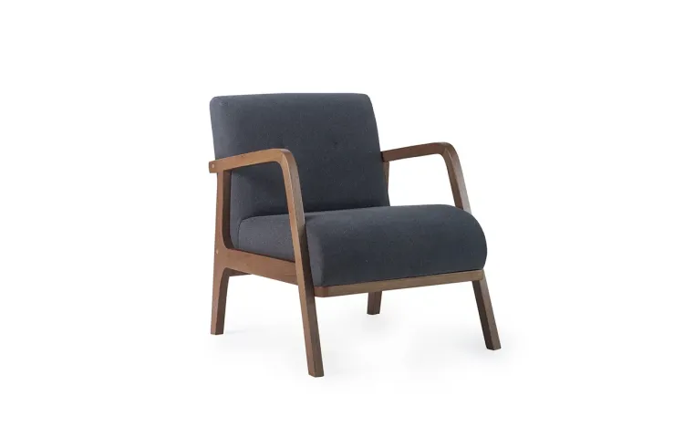 [OUTLET] POLTRONA DE MADEIRA ESTOFADA ALFAZEMA VERNIZ CAPUCCINO TEC.997 CHUMBO 60,3X73X77 CM