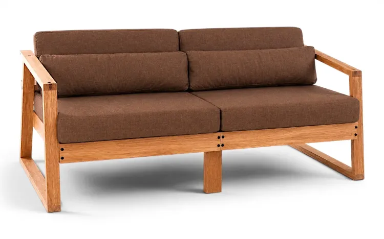 SOF&Aacute; PARA VARANDA DE MADEIRA COM ALMOFADAS 2 LUGARES SOL STAIN JATOB&Aacute; ACQUABLOCK CAMUR&Ccedil;A 172X86X71CM