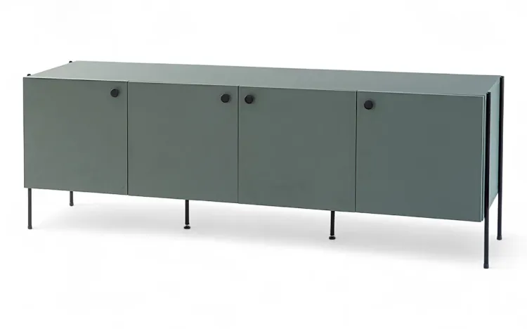RACK PARA TV COM PÉS DE METAL 4 PORTAS TRAY MDF VERDE ESCURO 162,5X41,5X56 CM